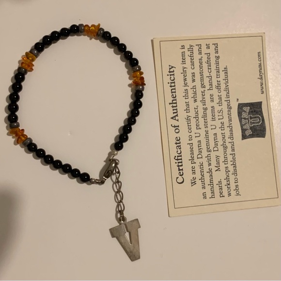 VANDERBILT UNIVERSITY GENUINE CHARM V BRACELET STERLING SILVER PEARLS GEMSTONE - Picture 9 of 15